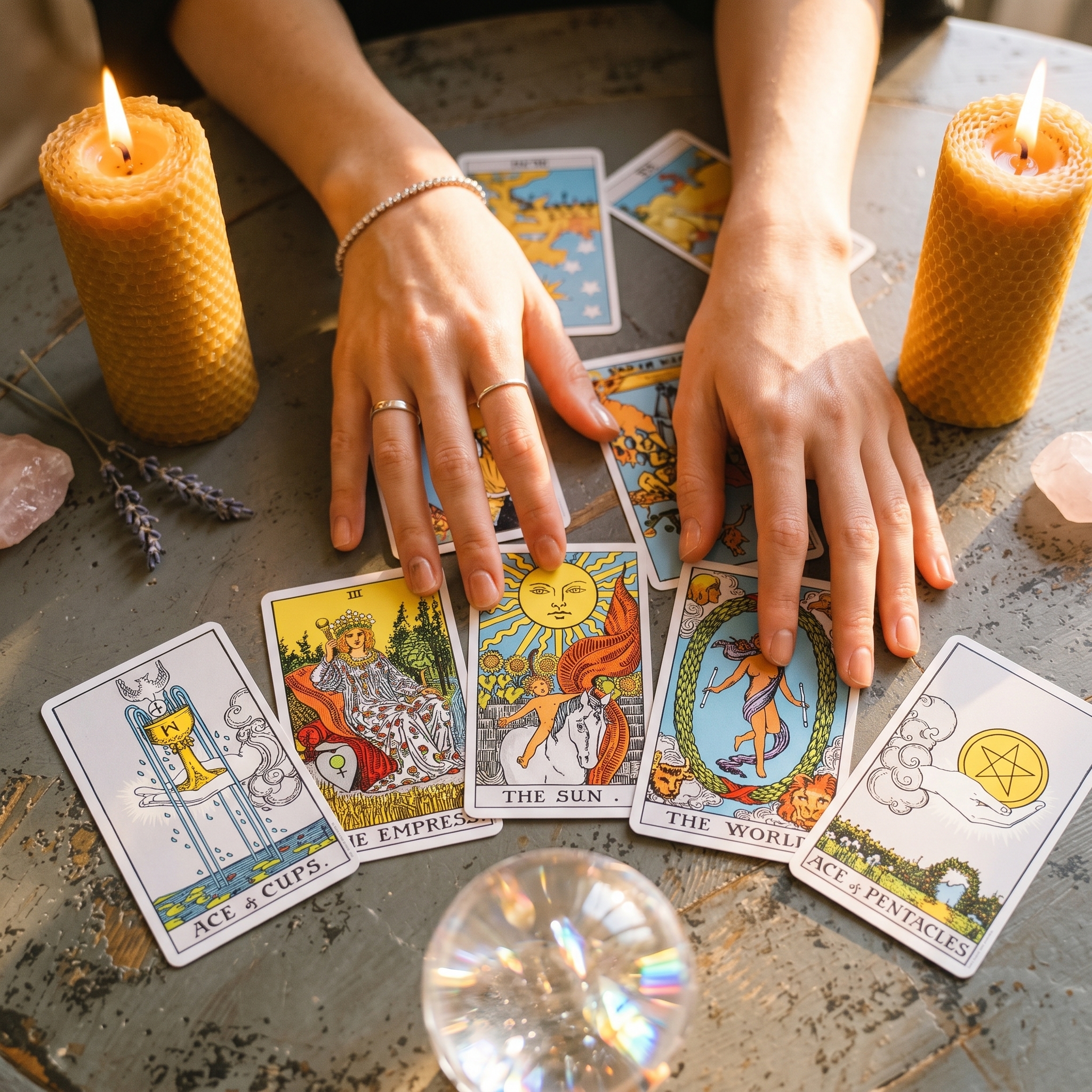 hands on tarot cards